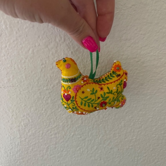 Christmas Ornament FOLK BIRD Embroidered Beads - Picture 6 of 6